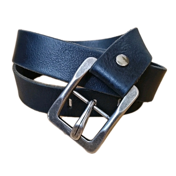 tobacco road belt Tobacco Road Italian Leather Belt Men Sz 36 Black Silver Square Buckle Vtg  USA